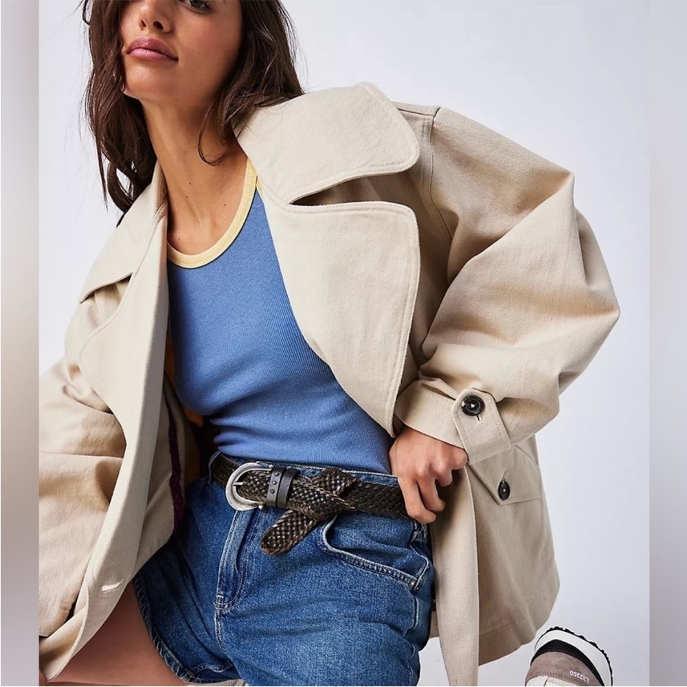 FREE PEOPLE Tea Combo Highlands Solid Peacoat Size Large - Picture 2 of 9